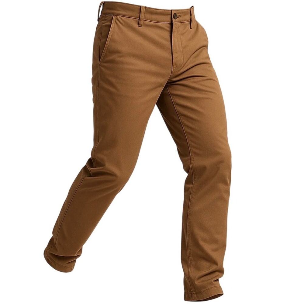 Mens Chino Pants 42x34 Dark Khaki Cotton Slim Fit Stretch Perk NWT